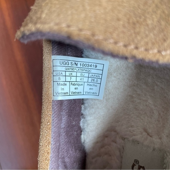 UGG Alder Faux Shearling Lined Suede Camel Slipper Size 8 - Picture 10 of 12